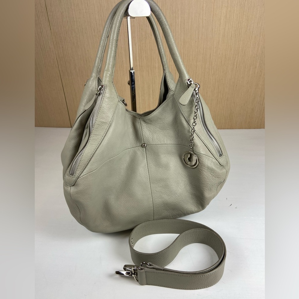 Charles Jourdan Pebbled Leather Satchel Shoulder Bag w/ Crossbody Strap